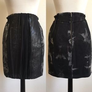 Badgley Mischka Black Acid Wash Sequined High Waisted Mini Skirt